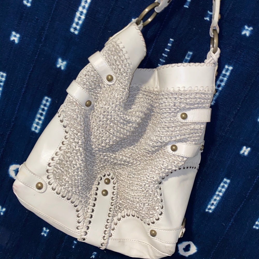 Isabella Fiore Leather Bag Braided Antique White